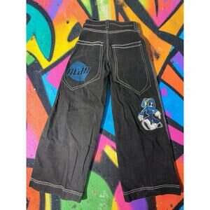 A.Lab Mega Rave Jeans Black Wide Leg Skater Pants Men’s 26x27 Y2K Streetwear